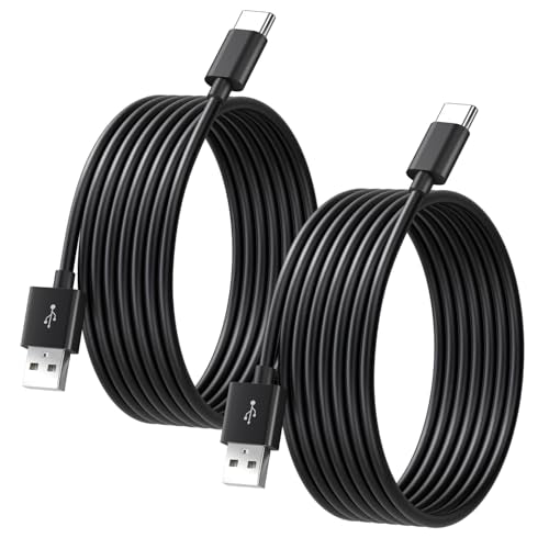2PCS 16.4FT/5M USB to USB C Cable, Type C Power Cord for Home Security Cameras, Power Charging and Data Transfer Cable for Phones Carplay Tablets Switch Pro Controller and More USB C Devices-Black - color: Black, size: 16.4ft/5m*2