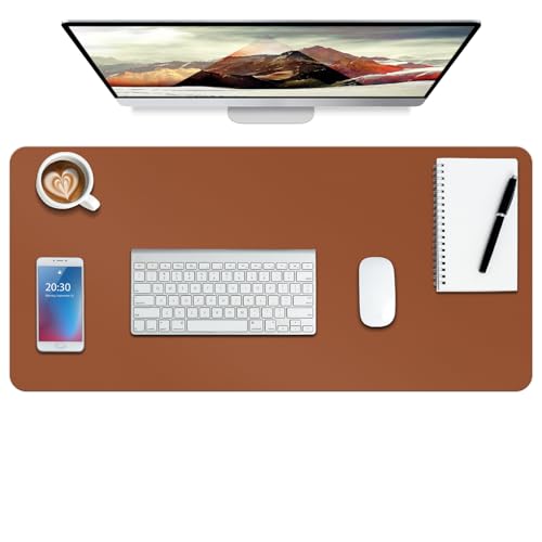 Boutilon Leather Desk Pad Protector,Non-Slip Mouse Pad,Laptop Desk Pad,Office Mouse Mat,Waterproof Leather Desk Blotter,Desk Writing Pad for Office and Home (S-Brown,24"x 14") - color: Brown, size: 14" x 24"