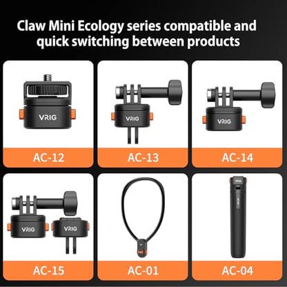 VRIG Claw Mini Quick Release Plate Tripod QR Camera Mount Adapter, Quick Setup Kit with 1/4'' Screw - size: 1/4 top cover
