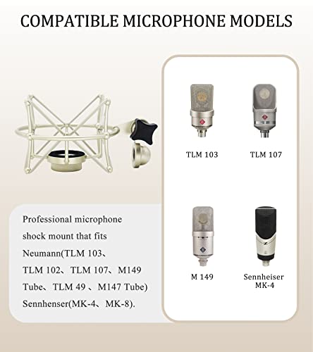 TLM 103 Shock Mount - Microphone Mount Compatible for Neumann TLM 103 M147 Condenser Mic by SUUNTOK,Silver - style: Champagne Compatible with TLM 103