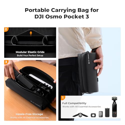 K&F CONCEPT Carrying Case for DJI Osmo Pocket 4/3 Creator Combo Accessories, Portable Travel Storage Holder Carry Bag Large Capacity Protective Handbag All in One Gadget Storage Bag for Pocket 4/3