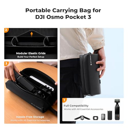 K&F CONCEPT Carrying Case for DJI Osmo Pocket 4/3 Creator Combo Accessories, Portable Travel Storage Holder Carry Bag Large Capacity Protective Handbag All in One Gadget Storage Bag for Pocket 4/3