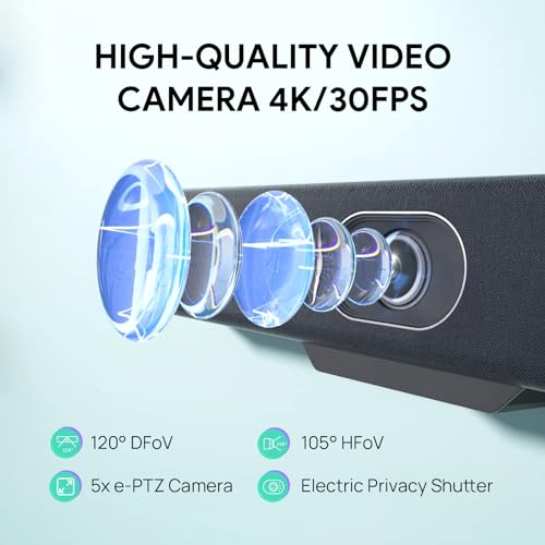 Yealink UVC34 4K Conference Room Camera System 10 Microphone 8 MP All-in-One Video Conferencing System AI Auto Framing 120° Field of View Microsoft Teams Certified Webcam Zoom Rooms USB-A - color: UVC34