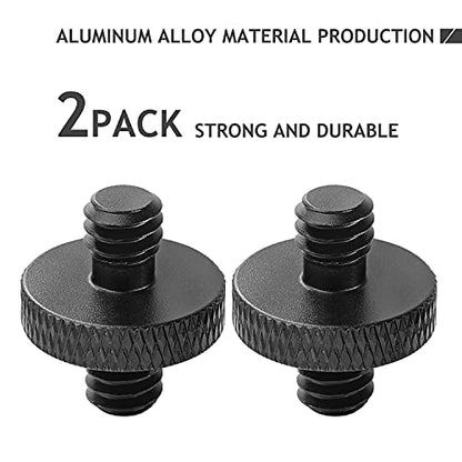 1/4" Male to 1/4" Male Threaded Tripod Screw Adapter Double Sided Standard Mounting Thread Converter for Camera Cage Mount (2 Pack)