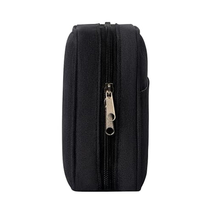Electronics Organizer Bag, Small Tech Pouch Storage Case for Cord, Cable, Charger, Hard Disk, Power Bank, Laptop Mouse, Toiletries, Cosmetics, Personal Item and Travel Essentials Accessories Black
