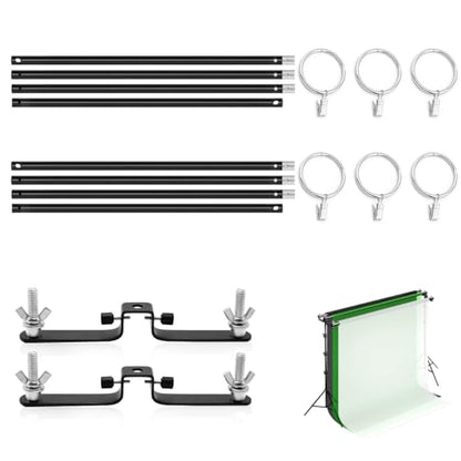 118" / 3m Background Folding Crossbar, Photography Lighting Muslin Backdrop Support Crossbar, 2 x 3m Crossbar, 2 x Mount,6 x Clip - size: 2 x Crossbar / 2 x Mount
