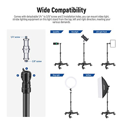 NEEWER Pack of 2 Heavy Duty Light Stands with Wheels, 2.4 Feet Max. Height, Foldable Tripod for Low Angle Shooting, Lighting Stand for Softbox, Monolight and Other Photography Equipment, ST72 - style: 2 Pack