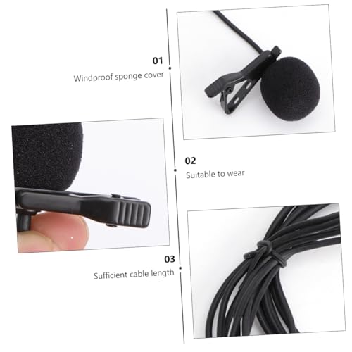 Abaodam Mini Portable Clip Lavalier Condenser Mic for Phone Camera Laptop High Sensitivity Black for Video Meetings Recordings and Chatting