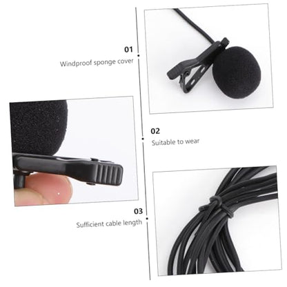 Abaodam Mini Portable Clip Lavalier Condenser Mic for Phone Camera Laptop High Sensitivity Black for Video Meetings Recordings and Chatting