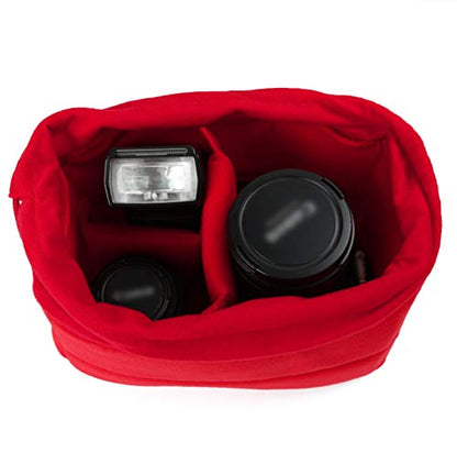 Koolertron Shockproof Camera Photo Bag for SLR TLR Camera Insert Partition Padded Case,Can be Put Directly Into the SLR Camera Bag With Freely Adjustable Compartment - color: Red