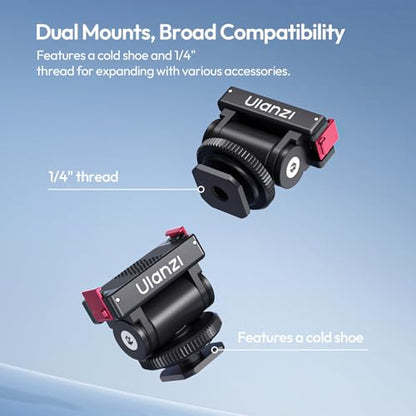 ULANZI OA27 Magnetic Cold Shoe Adapter, Adapter Mount Compatible with DJI OSMO Action 6 & OSMO Nano Xtra Muse, Magnetic Quick Release with 180° Tilt, Cold Shoe + 1/4”-20 Thread, All-Metal Mini Rig