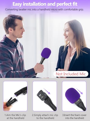 YOUSHARES Handheld Adaptor with Foam Cover, Compatible with Rode and DJI Wireless Microphones for Interviews (Purple Foam) - color: Purple Foam