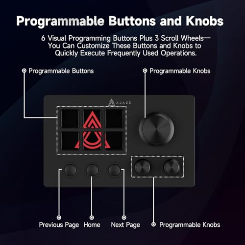 AJAZZ Macro Keypad Stream Controller Deck Gaming Streaming Shortcut Keyboard, 6 Programmable Keys Customizable Visual AI Pad USB Soundboard for YouTube, Desk Office Setup, Laptop, PC, Mac [Macintosh] - color: AKP03 Black