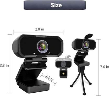 Webcam 1080p HD Computer Switch 2 Camera - Microphone Laptop USB PC Webcam with Tripod Stand, 110 Degree Live Streaming Widescreen Recording Pro Video Web Camera for Calling, Conferencing