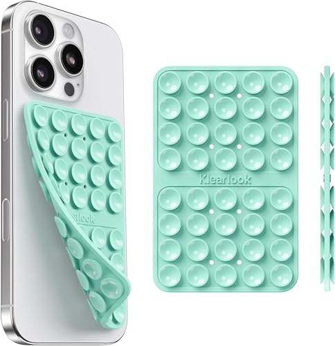 Klearlook Silicone Suction Cup Phone Case Mount Double Sided, Sticky Phone Grip for 6.1-7.2 inch Phones, Phone Accessories Hands-Free Strong Grip Holder for Selfies and Videos, Light Green - color: Light Green
