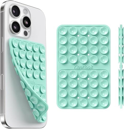 Klearlook Silicone Suction Cup Phone Case Mount Double Sided, Sticky Phone Grip for 6.1-7.2 inch Phones, Phone Accessories Hands-Free Strong Grip Holder for Selfies and Videos, Light Green - color: Light Green
