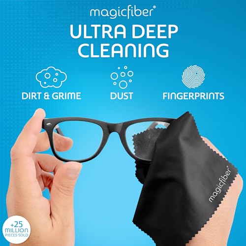 MagicFiber Glasses Cleaner Kit - (2) Eyeglass Cleaner Sprays + (2) Microfiber Cleaning Cloth - Wipes For Eye Glasses, Lenses, Cameras, Screens, Sunglasses, Phones, Electronics, Computer, VR, TV