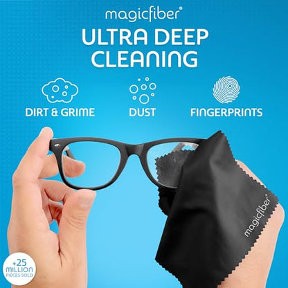 MagicFiber Glasses Cleaner Kit - (2) Eyeglass Cleaner Sprays + (2) Microfiber Cleaning Cloth - Wipes For Eye Glasses, Lenses, Cameras, Screens, Sunglasses, Phones, Electronics, Computer, VR, TV
