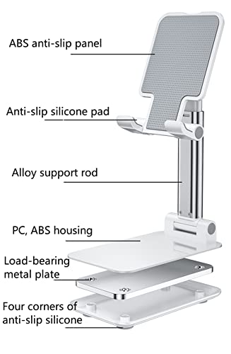 Home Phone Stand, Folding Telescopic Desktop Stand, Live Broadcast, Selfie (White) - color: White