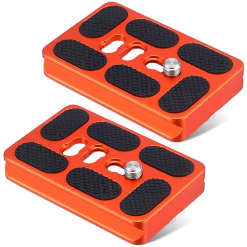 Frienda 2 Pieces Metal Quick Release Plate with 1/4''-20 Camera Screw Tripod Mount Plate Fits Standard for DSLR Camera Tripod Ball Head(Orange,Pu60) - color: Orange, style: PU60