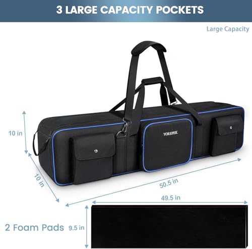 YOREPEK Tripod Carrying Case Bag 50.5", Resistant Light Stand Bag with 2 Removable Padding, Photo Studio Equipment Case for Tripods, Monopods, Speaker Stands, Umbrellas, Gear, Mic Stand, Tent Pole - color: 50.5*9.5*9.5