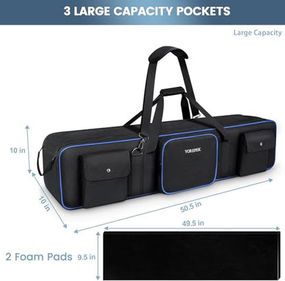 YOREPEK Tripod Carrying Case Bag 50.5", Resistant Light Stand Bag with 2 Removable Padding, Photo Studio Equipment Case for Tripods, Monopods, Speaker Stands, Umbrellas, Gear, Mic Stand, Tent Pole - color: 50.5*9.5*9.5