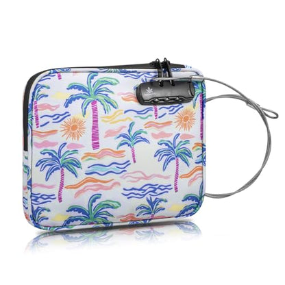 KOSMCCO Beach Locking Bag, Portable Safe, 9x7.5 Inch, Beach Day | Anti-Theft Design, Security Cable Included, Holds Phone Wallet and Keys, Ideal for Beach Pool Cruise and Travel - color: Beach Day