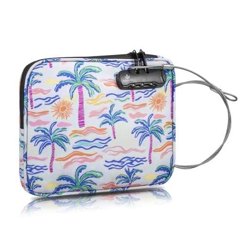 KOSMCCO Beach Locking Bag, Portable Safe, 9x7.5 Inch, Beach Day | Anti-Theft Design, Security Cable Included, Holds Phone Wallet and Keys, Ideal for Beach Pool Cruise and Travel - color: Beach Day