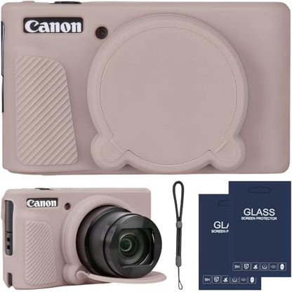 Camera Case for Canon PowerShot SX740/ SX730 Digital Camera,SX740 HS Case, Soft Silicone Protective Case Removable Lens Cover,Comes with 2 Screen Protectors and 1 Wrist Strap. (Tiffany Pink) - color: Tiffany Pink