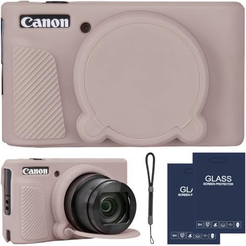 Camera Case for Canon PowerShot SX740/ SX730 Digital Camera,SX740 HS Case, Soft Silicone Protective Case Removable Lens Cover,Comes with 2 Screen Protectors and 1 Wrist Strap. (Tiffany Pink) - color: Tiffany Pink