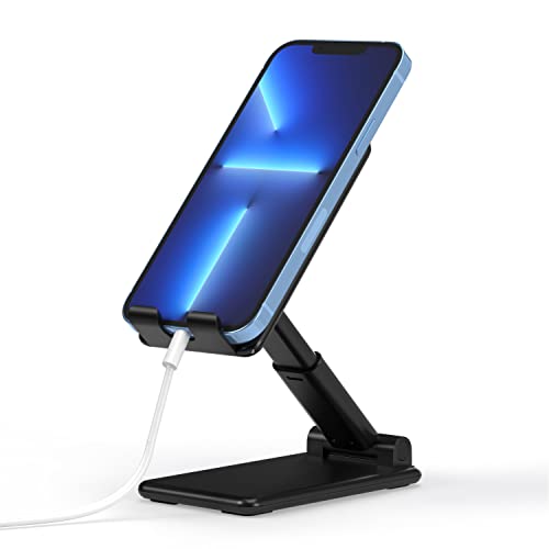 TALK WORKS Adjustable Cell Phone Desk Mount Compatible w/iPhone 15/15 Pro/15 Pro Max, 14/14 Plus/14 Pro/14 Pro Max, 13/13 Pro/13 Pro Max - Flexible Stand for Office, Home, Tabletop (Black) - color: Black
