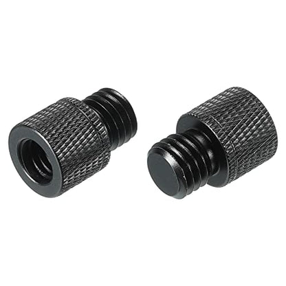 MECCANIXITY Mic Stand Adapter 3/8 Female to M12 Male Camera Screw Thread Adapter for Microphone Tripod Stand Black 2 Pack - size: M12