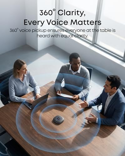 Anker PowerConf Speakerphone, Zoom Certified Conference Speaker with 6 Mics | 360° Enhanced Voice Pickup, 24H Call Time, Bluetooth 5.3, USB C, Compatible with Leading Platforms for Personal Workspaces - color: Black