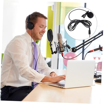 Abaodam Mini Portable Clip Lavalier Condenser Mic for Phone Camera Laptop High Sensitivity Black for Video Meetings Recordings and Chatting