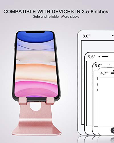 CreaDream Adjustable Cell Phone Stand, Phone Stand, Cradle, Dock, Holder, Aluminum Desktop Stand Compatible with Phone 16 15 14 13 12 11 Pro Max Plus SE, Accessories Desk, All Mobile Phones-Rose Gold - color: Rose Gold