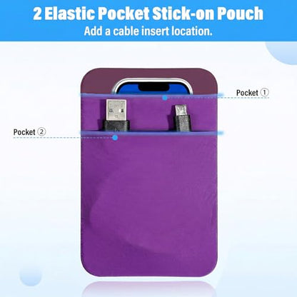 Portable Hard Drive Sleeve 2-Pocket Stick on Pouch with Reusable Adhesive SSD Hard Drives Carrying Case Computer Accessories Pouch Holder for Most Laptop External Solid State Drive Mouse USB Cable - color: Purple