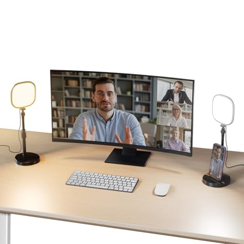 NEEWER Basics 2 Pack 5" Full Screen LED Ring Light with Stands for Desk Video Conference, 10W Bi Color Edge Lit Computer Laptop Webcam Zoom Calls Lighting Streaming Phone Recording, CRI95, NL10