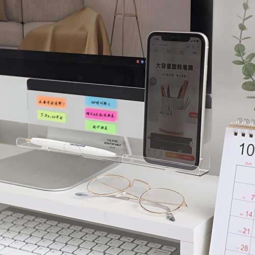Multifunctional Monitor Memo Board,Clear Screen Memo Board,Sticky Note Holder,Transparent Memo Phone Holder,Computer Monitor Message Board for Office Home (White)