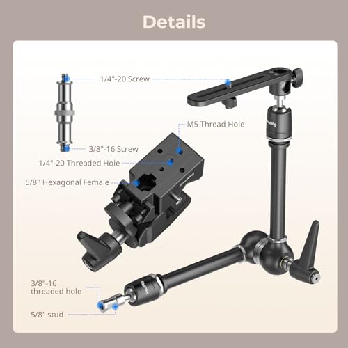 SMALLRIG Friction Magic Arm Camera Mount with Super Clamp and Platform, Overhead Camera Desk Mount Srand, Studio Space Saver, Heavy Duty Mount/Bracket for Lights, Cameras - size: Clamp+Magic arm