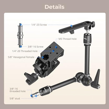SMALLRIG Friction Magic Arm Camera Mount with Super Clamp and Platform, Overhead Camera Desk Mount Srand, Studio Space Saver, Heavy Duty Mount/Bracket for Lights, Cameras - size: Clamp+Magic arm