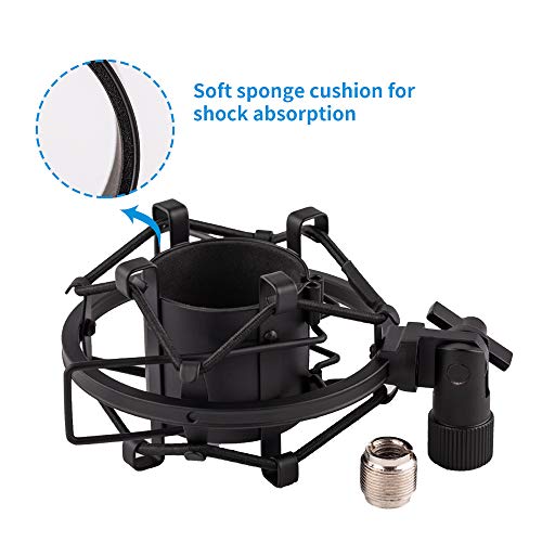 Microphone Shock Mount, Mic Anti-Vibration Suspension Shock Mount Holder Clip for 44mm-49mm Diameter Condenser Mic like MXL V67G V67i V69M V87 550 Studio 24 V76T Babybottle SL