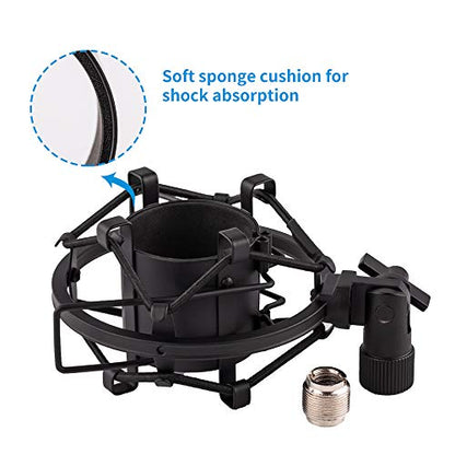 Microphone Shock Mount, Mic Anti-Vibration Suspension Shock Mount Holder Clip for 44mm-49mm Diameter Condenser Mic like MXL V67G V67i V69M V87 550 Studio 24 V76T Babybottle SL