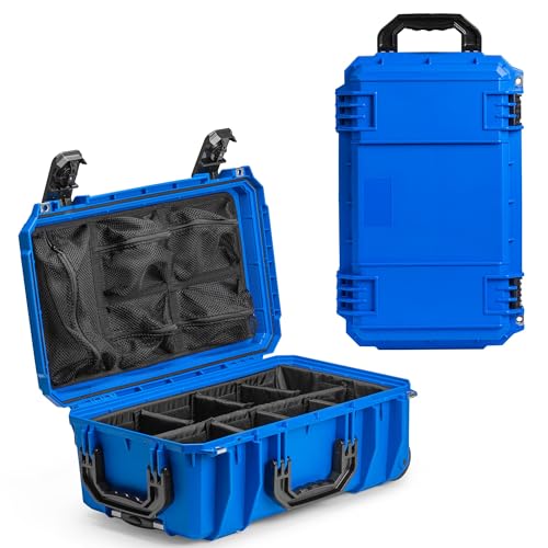 Seahorse 830 Professional Camera Case with Lid Organizer and Padded Dividers, TSA Approved, MIL‑Spec, IP67 Waterproof, USA Made for Photographers and Travel Enthusiasts - color: Blue, size: 830, style: Padded Dividers W/ Lid Organizer
