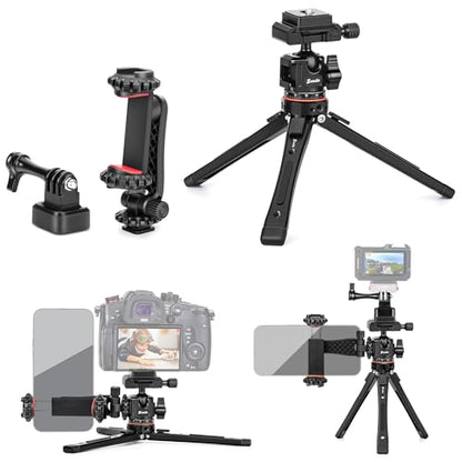 Zeadio 3-in-1 Heavy Duty Metal Tripod with Arca Ball Head Mount, Phone Holder & Action Cam Adapter, Universal Phone Vlogging Tripod Kit for Cell Phone, Camera, Gimbal, Action Cam, Travel Vlogging etc - style: With Arca Ball Head