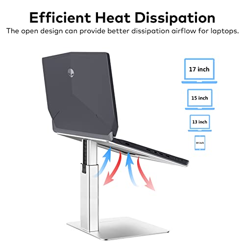 Laptop Stand for Desk, Ergonomic Aluminum Laptop Stand Adjustable Height from 7-15", Sitting and Standing Laptop Riser for 10-17" Notebook - color: Silver