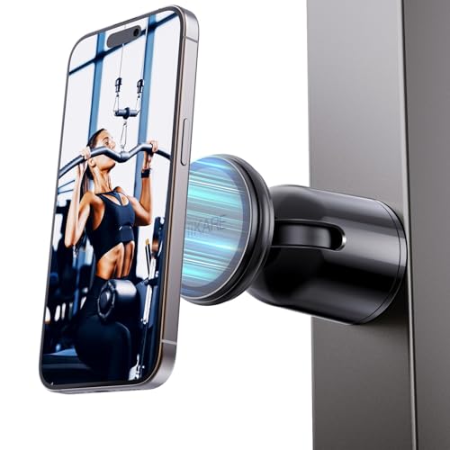 MiiKARE Dual Magnetic Phone Holder for Magsafe, Strong Magnets Gym Phone Holder Mount, 360 Rotation Adjustable, Hands Free Cell Phone Holder Compatible iPhone 17 Pro Max 16 15 14 13, Magsafe Black - color: Magsafe-Black