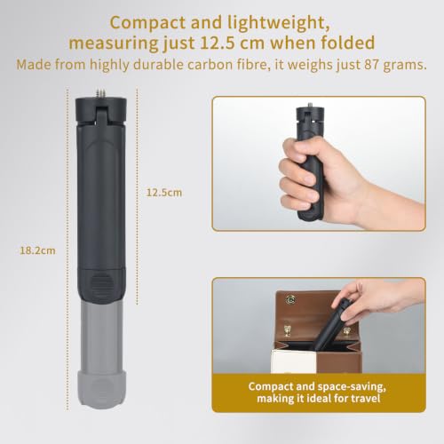 UTEBIT Extendable Mini Camera Tripod 2-Level Height Adjustable Universal Small Table Tripod with 1/4 Inch Screw Lightweight Foldable Compact Tabletop Stand for Video Photography Live Streaming
