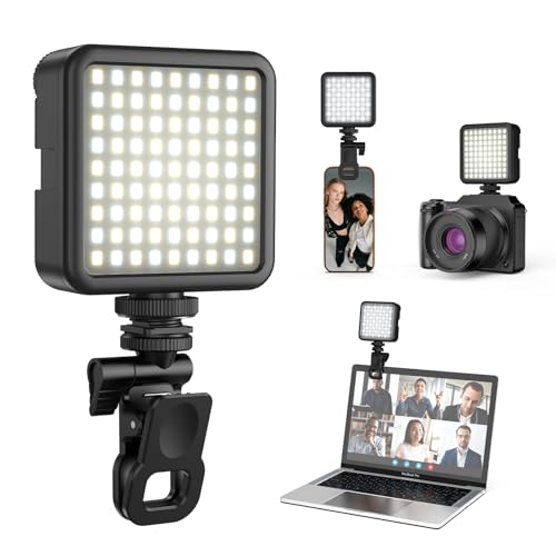 ULANZI VL-81 Camera Phone Selfie Light with Clip & Cold Shoe, 3200K-5600K CRI95 3000mAh Bi-Color Portable LED Video Light for iPhone, Cameras, Selfie, Vlog, Filming, Video Recording