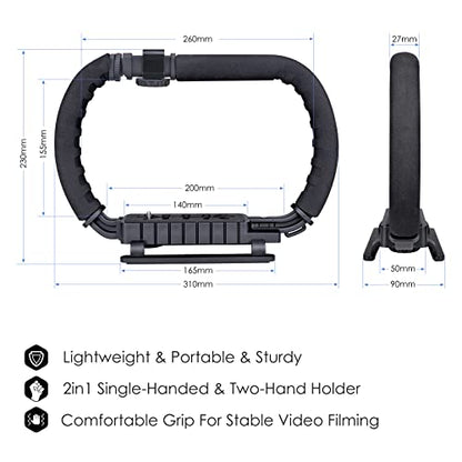 3-Shoe DSLR/Mirrorless/Action Camera Camcorder Phone Stabilizer Expansion Cage Mount Moviemaking Holder Rig YouTube Tiktok Vlogging Video Kit Compatible with GoPro Canon Nikon Sony iPhone Android