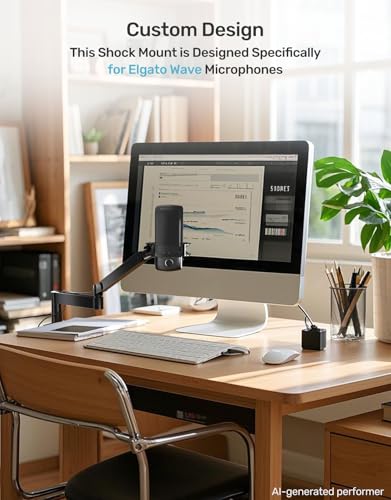 Wave Shouck Mount [Custom Built for Elgato Wave:3/1], Anti-Vibration Suspension Elastic Shock Mount Holder Clip Mic Mount Stand with 3/8" or 1/4" Screw Adapter Compatible with Wave:3/1 Microphone - size: Wave Shock Mount